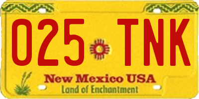 NM license plate 025TNK