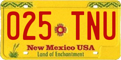 NM license plate 025TNU