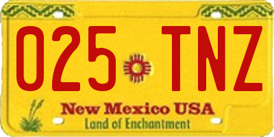 NM license plate 025TNZ