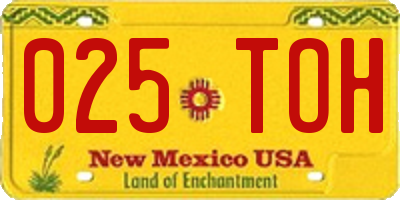 NM license plate 025TOH