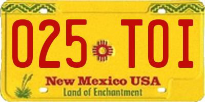 NM license plate 025TOI