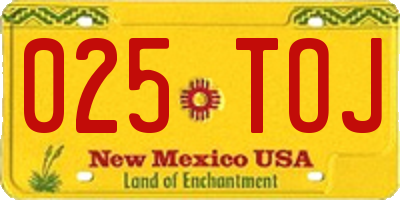 NM license plate 025TOJ