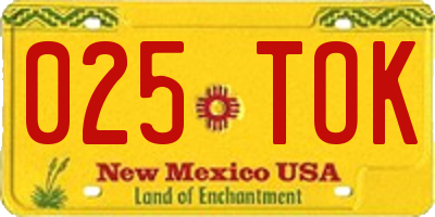 NM license plate 025TOK