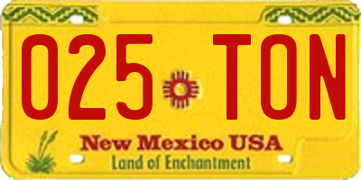 NM license plate 025TON