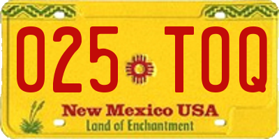 NM license plate 025TOQ