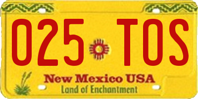 NM license plate 025TOS