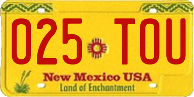 NM license plate 025TOU
