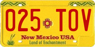 NM license plate 025TOV