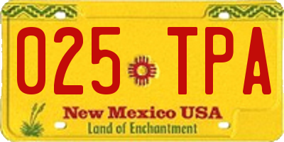 NM license plate 025TPA