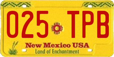 NM license plate 025TPB