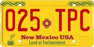 NM license plate 025TPC