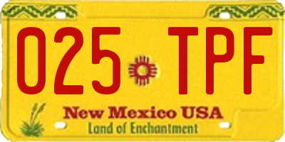 NM license plate 025TPF