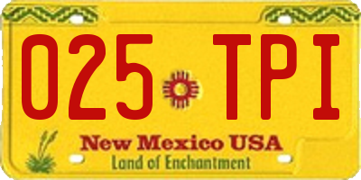 NM license plate 025TPI