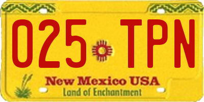 NM license plate 025TPN