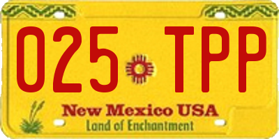 NM license plate 025TPP