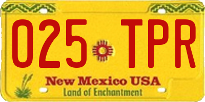 NM license plate 025TPR