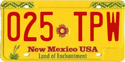 NM license plate 025TPW