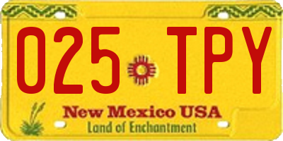 NM license plate 025TPY