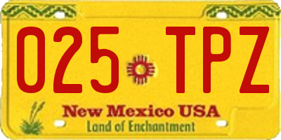 NM license plate 025TPZ