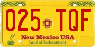 NM license plate 025TQF