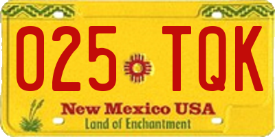 NM license plate 025TQK