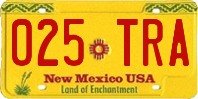 NM license plate 025TRA