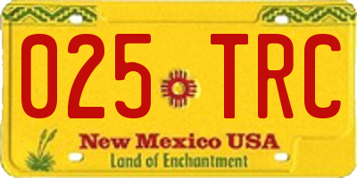 NM license plate 025TRC