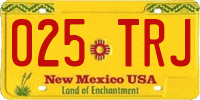 NM license plate 025TRJ