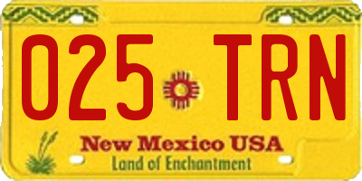 NM license plate 025TRN