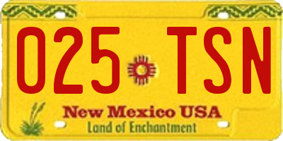 NM license plate 025TSN