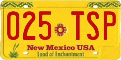 NM license plate 025TSP