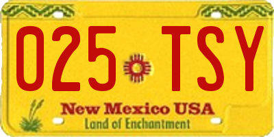 NM license plate 025TSY