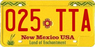 NM license plate 025TTA
