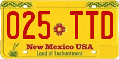 NM license plate 025TTD
