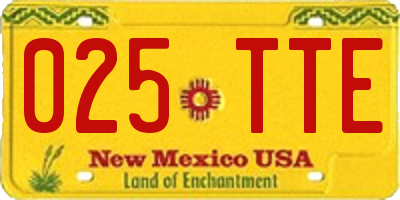NM license plate 025TTE