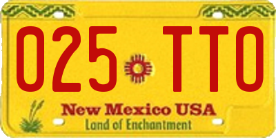 NM license plate 025TTO