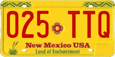 NM license plate 025TTQ