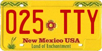 NM license plate 025TTY
