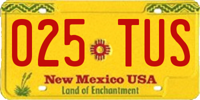 NM license plate 025TUS