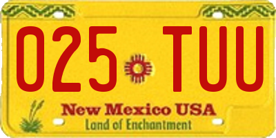 NM license plate 025TUU