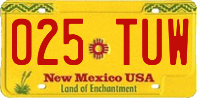 NM license plate 025TUW