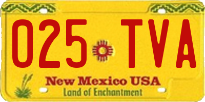 NM license plate 025TVA