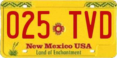 NM license plate 025TVD