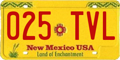 NM license plate 025TVL