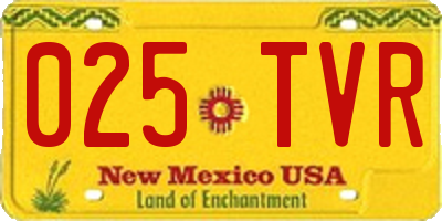 NM license plate 025TVR