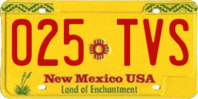 NM license plate 025TVS