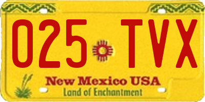 NM license plate 025TVX