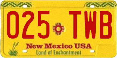 NM license plate 025TWB