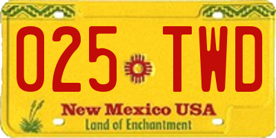 NM license plate 025TWD