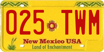 NM license plate 025TWM